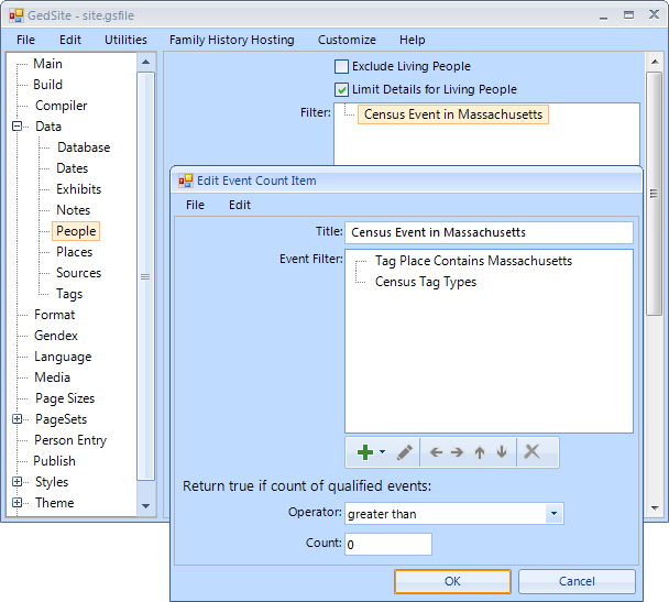 Screenshot of Event Count Filter Terms screenshot of event count filter terms